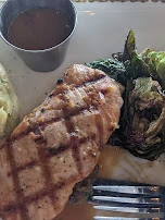 Grilled Salmon Brussel Sprouts Garlic Mashed Potatoes